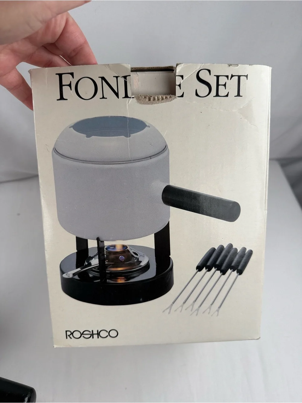 Roshco White and Black Fondue Set - Complete Serving Kit